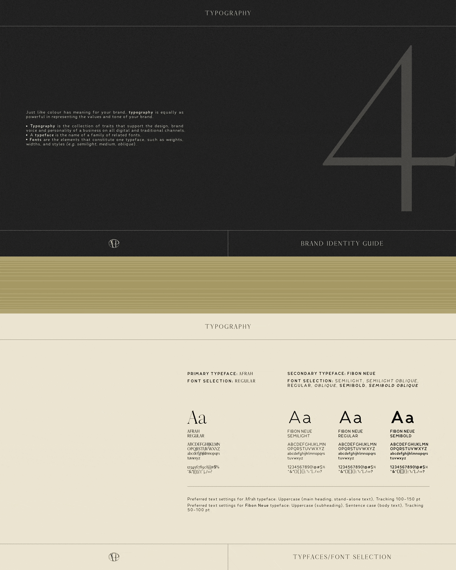 An excerpt of ACP brand guide; featuring curated typography.
