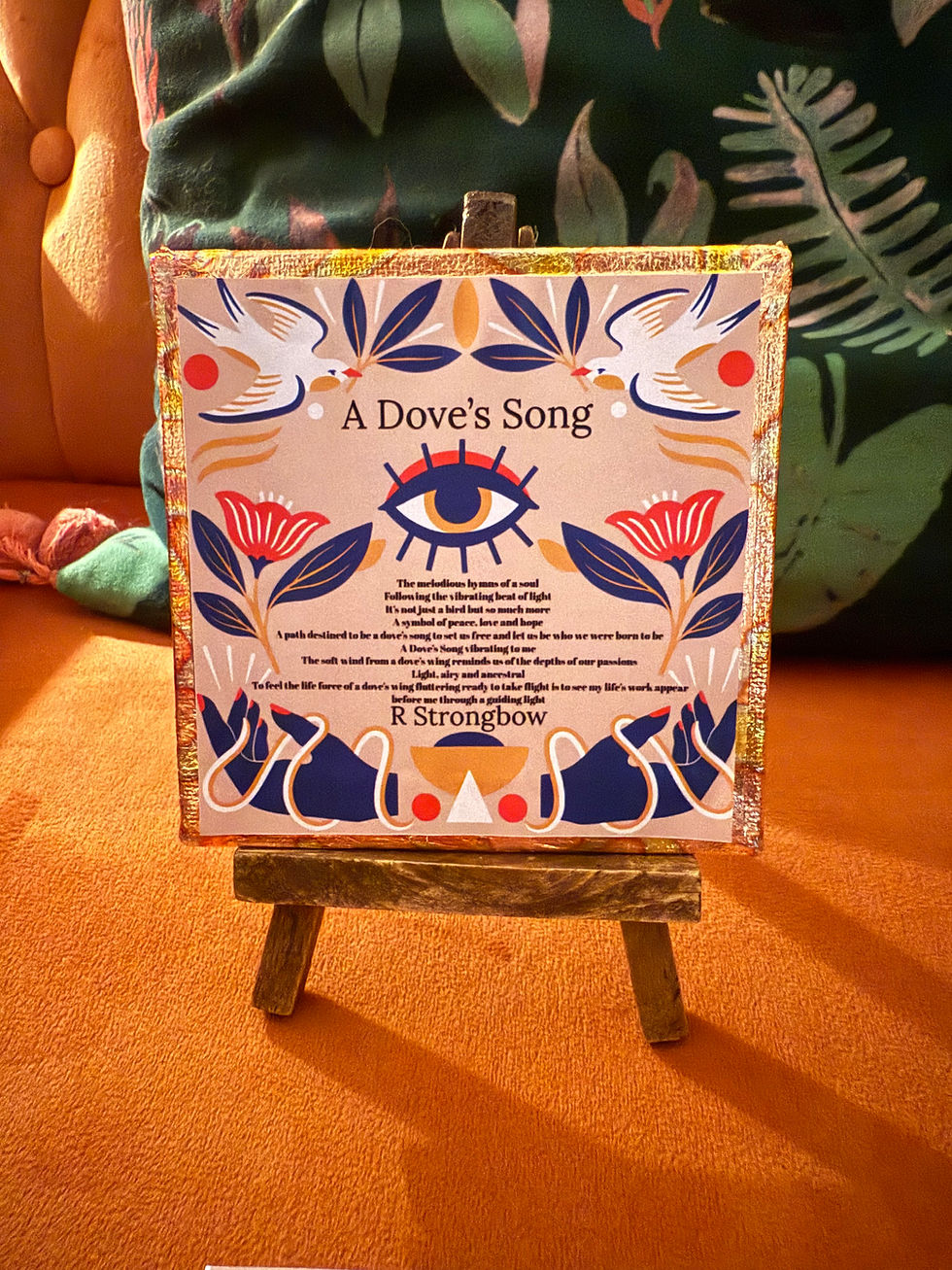 Thumbnail: A Dove’s Song Mini Art with Walnut Easel 