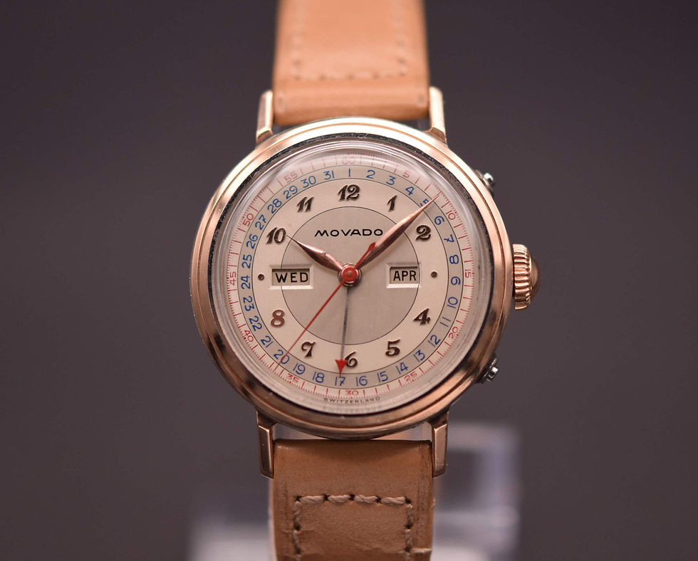 Thumbnail: Stunning 1950s Movado Triple Calendar F.B Case