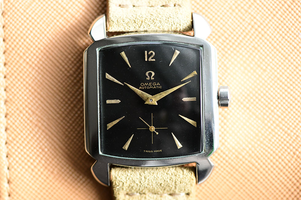Thumbnail: 1951 Omega Carrè Jumbo Black Dial Bumper