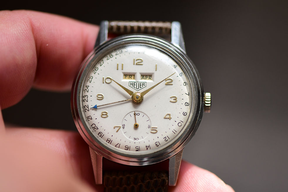 Thumbnail: 1950s Heuer Triple Calendar Wristwatch