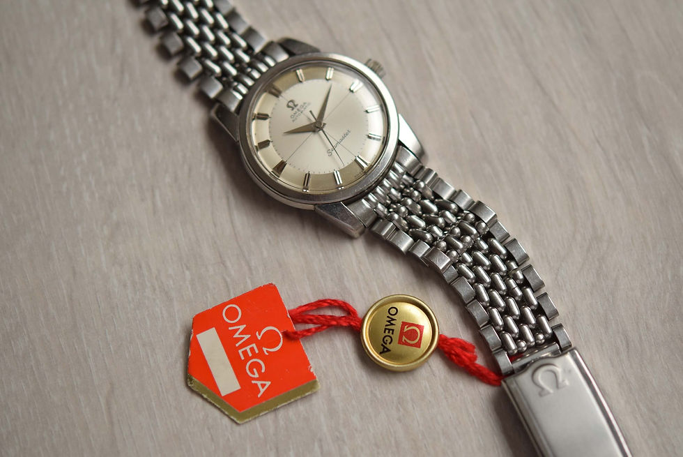 Thumbnail: 1960s Omega Seamaster Crosshair Dial Original Box & Tag
