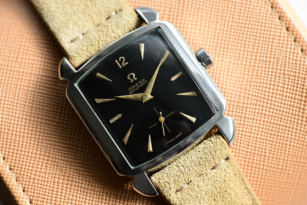 Thumbnail: 1951 Omega Carrè Jumbo Black Dial Bumper