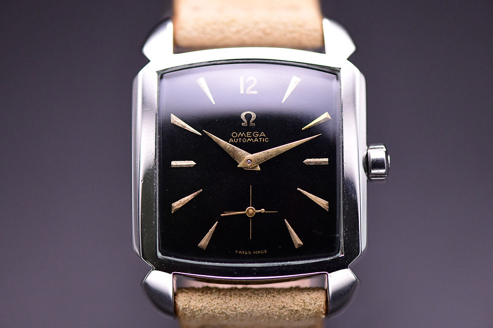 Thumbnail: 1951 Omega Carrè Jumbo Black Dial Bumper
