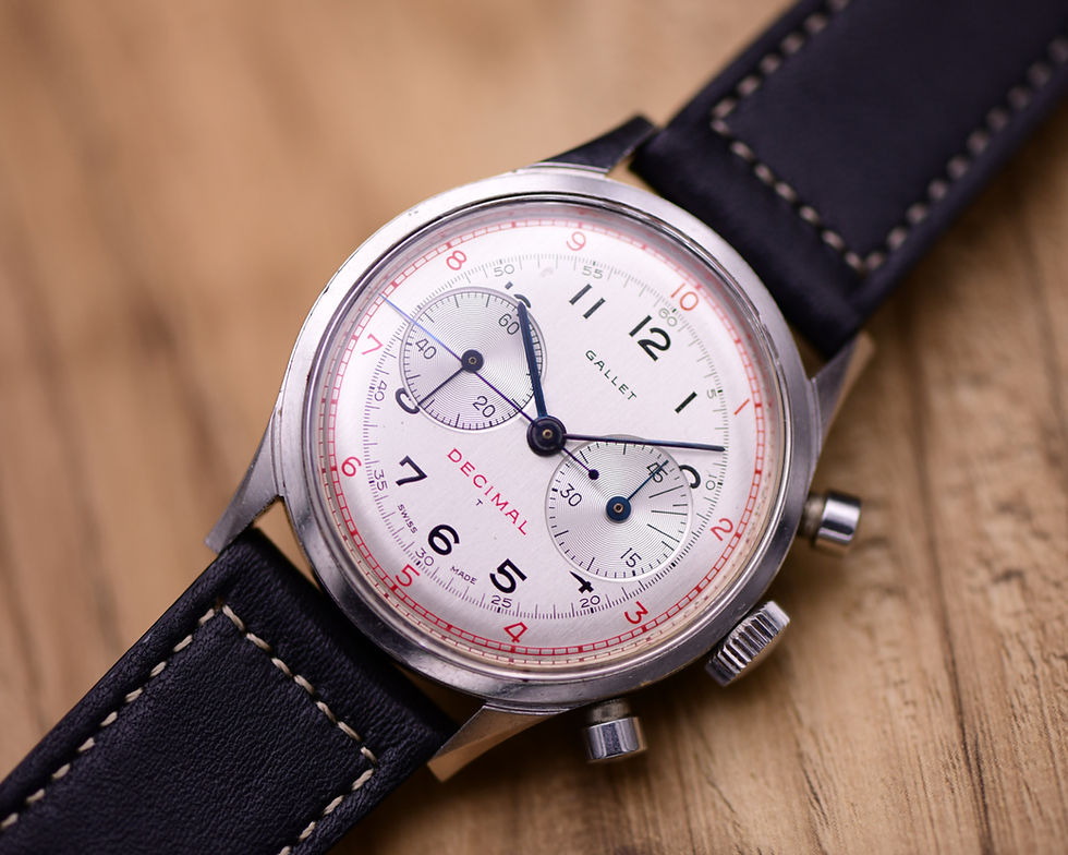 Thumbnail: 1960s Gallet Multichron Decimal "Big Eyes" Chronograph
