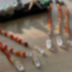 Carnelian and quartz pendulums