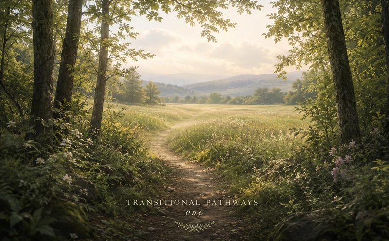 A path leading out of the forest and into the meadow. The Journey continues.