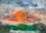 Acrylic Painting of the sun over the landscape