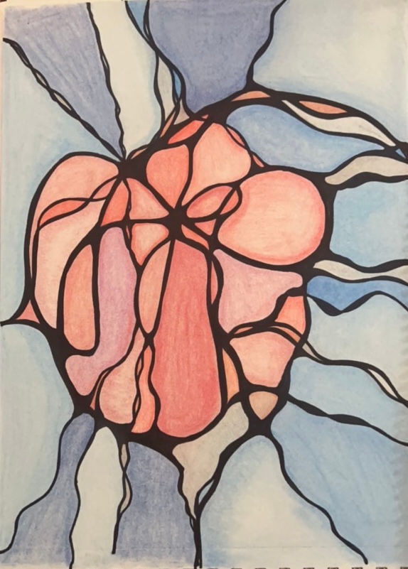 Neurographic Art piece in blues and reds