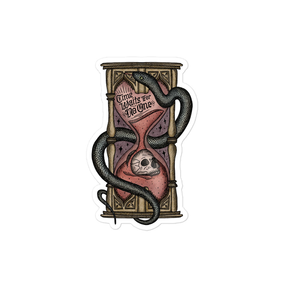 Thumbnail: Time Waits For No One // Hourglass / Skull / Snake || Bubble-free Stickers