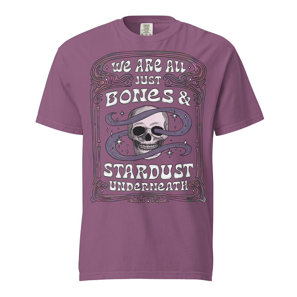 Thumbnail: Bones & Stardust Tee / Cosmically Connected | Unisex Heavyweight T-shirt