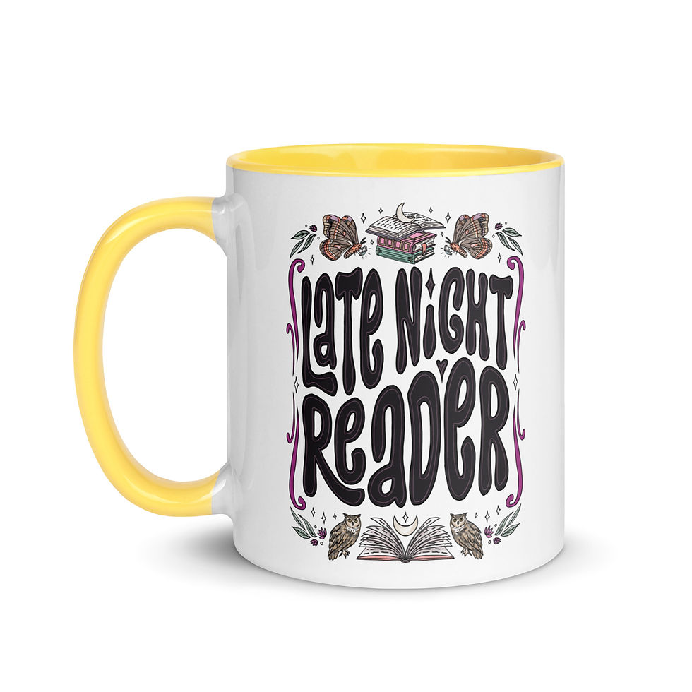 Thumbnail: Late Night Reader / Moon Moth Owl Books | Mug with Color Inside