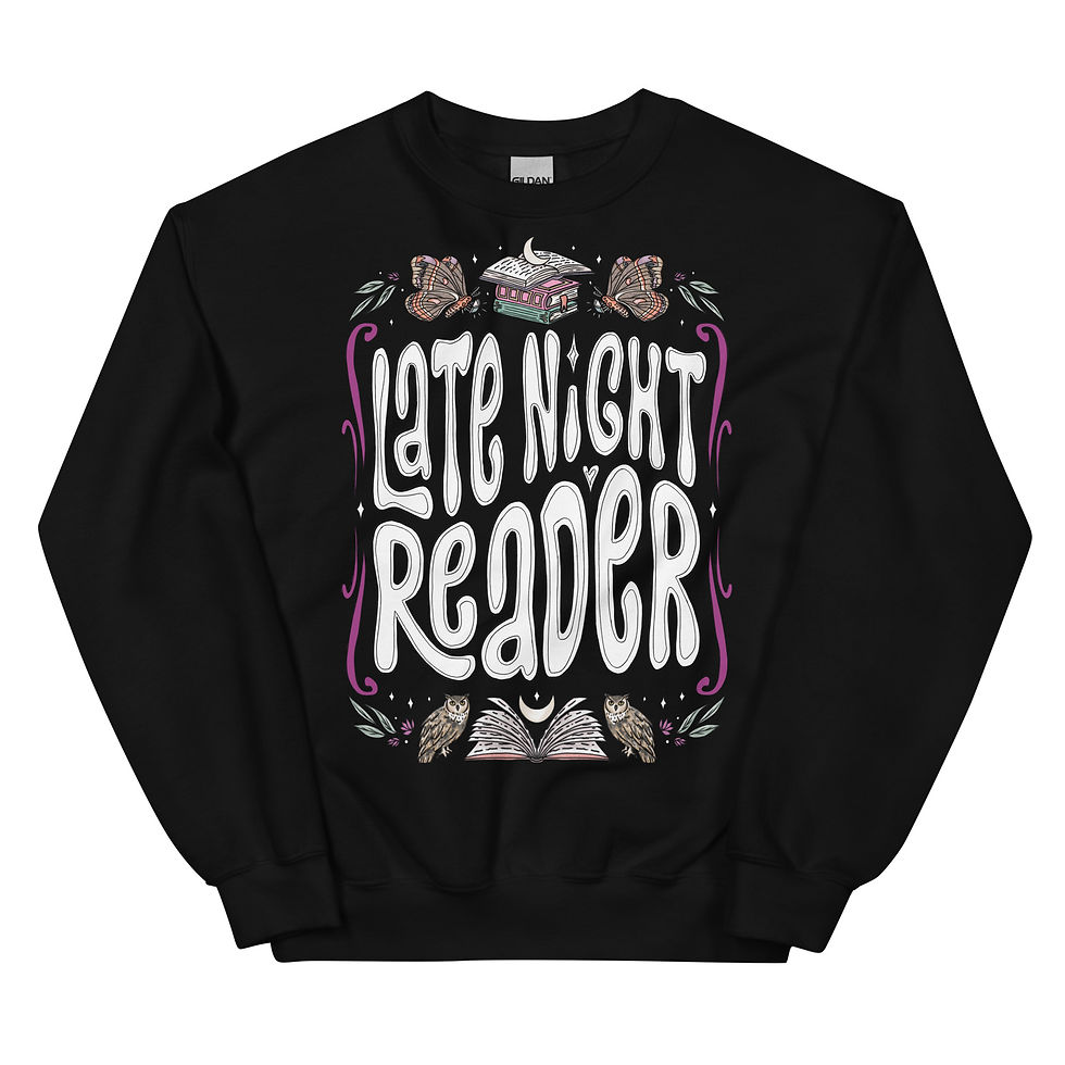 Thumbnail: Late Night Reader / Moon Moth Owl Books | Unisex Crewneck Sweatshirt