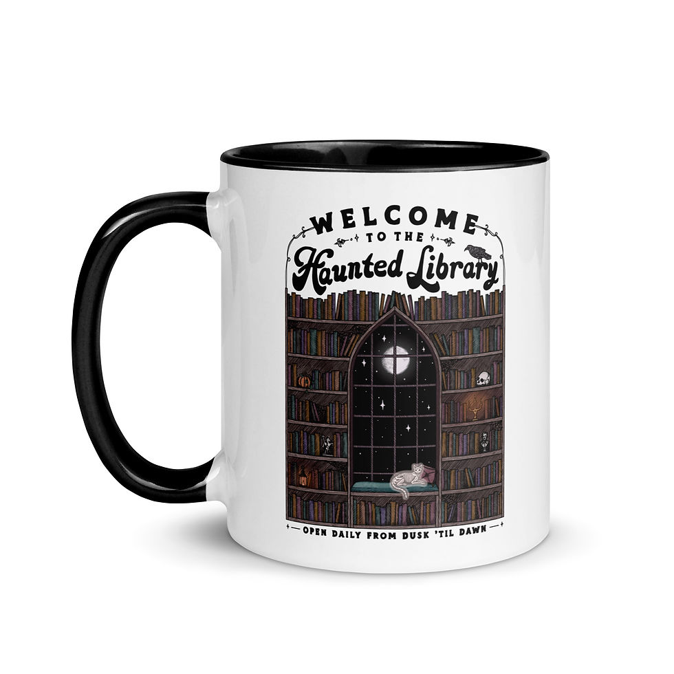 Thumbnail: Welcome to the Moonlit Library // Bookish Mug || Mug with Color Inside