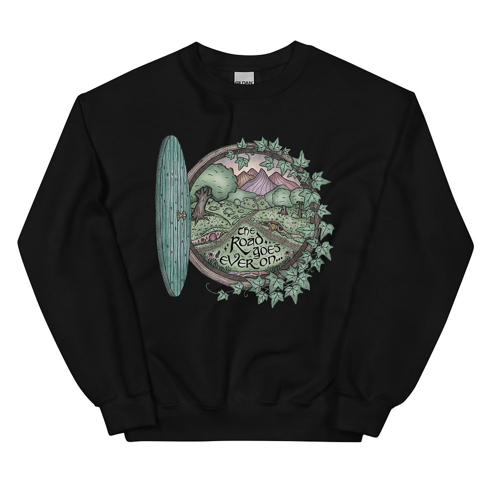 Thumbnail: The Road Goes Ever On / Hobbit Door | Unisex Crewneck Sweatshirt