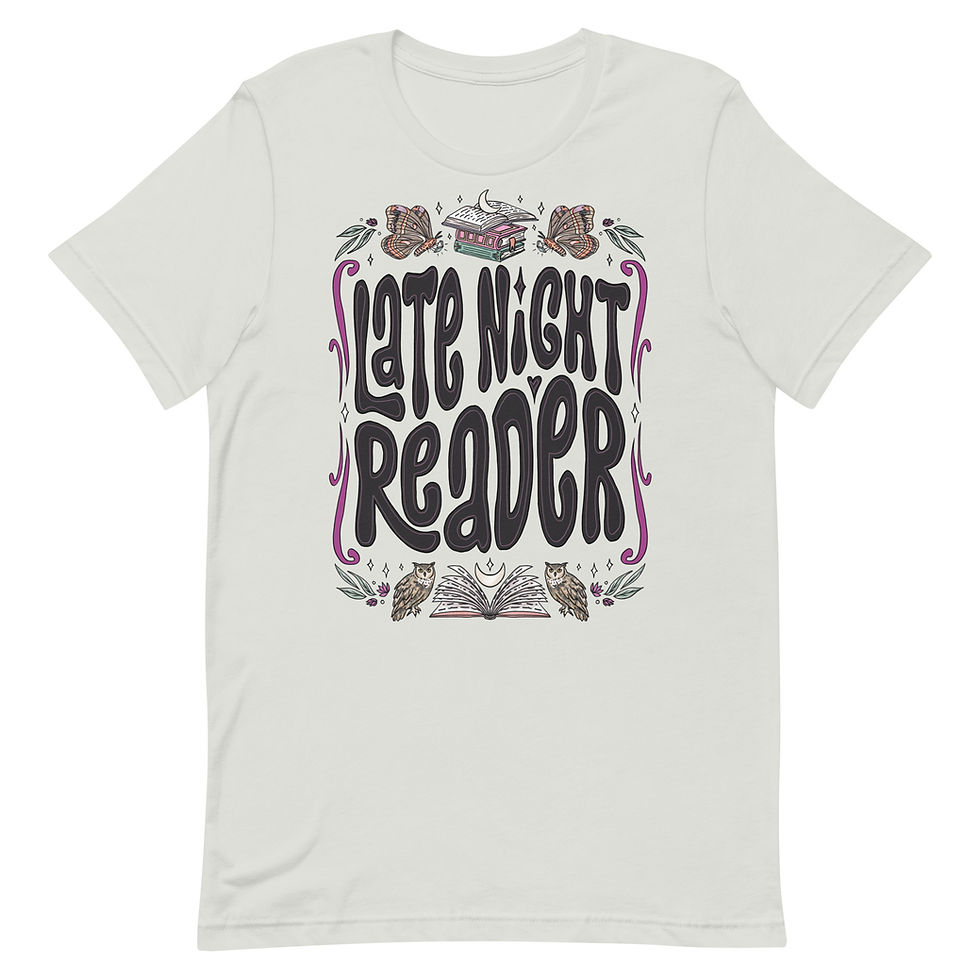 Thumbnail: Late Night Reader v.2 / Moon Moth Owl Books | Unisex Classic T-shirt