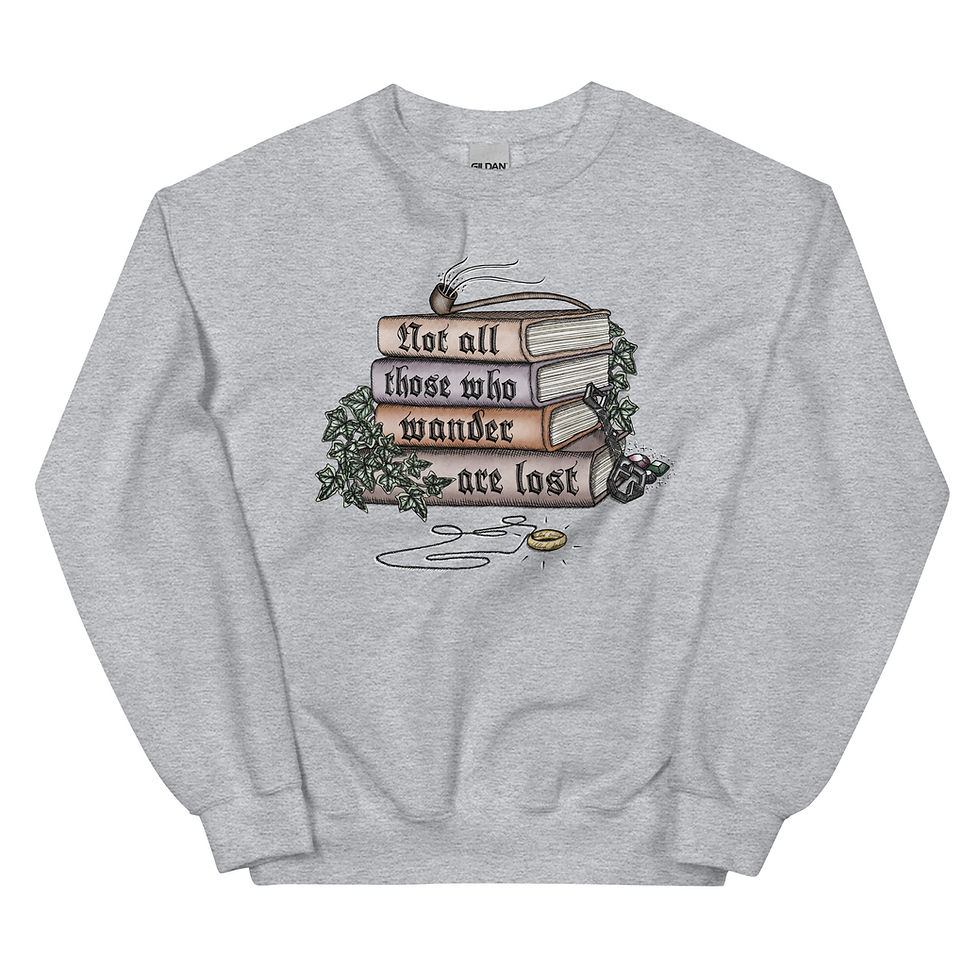 Thumbnail: Not All Those Who Wander Are Lost / Book Stack | Unisex Crewneck Sweatshirt