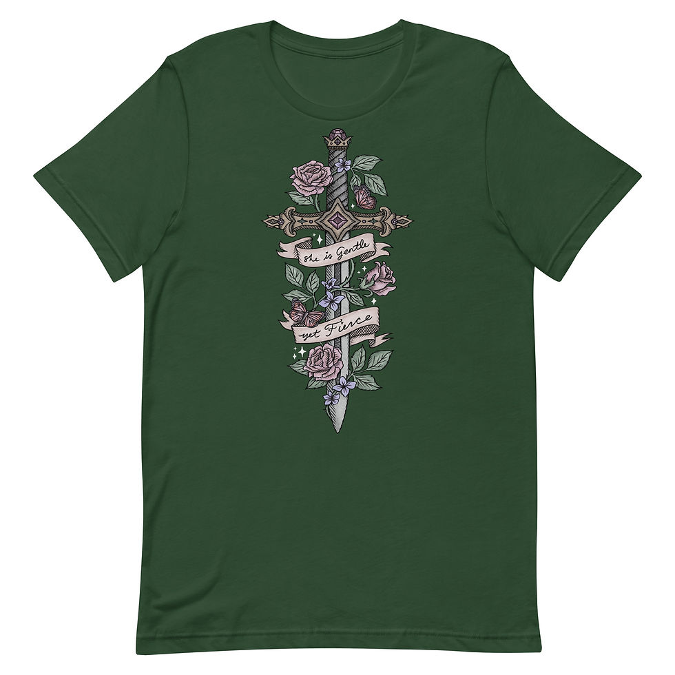 Thumbnail: Lady Warrior Sword /She Is Gentle, Yet Fierce | Unisex Classic T-shirt -Dark Tee