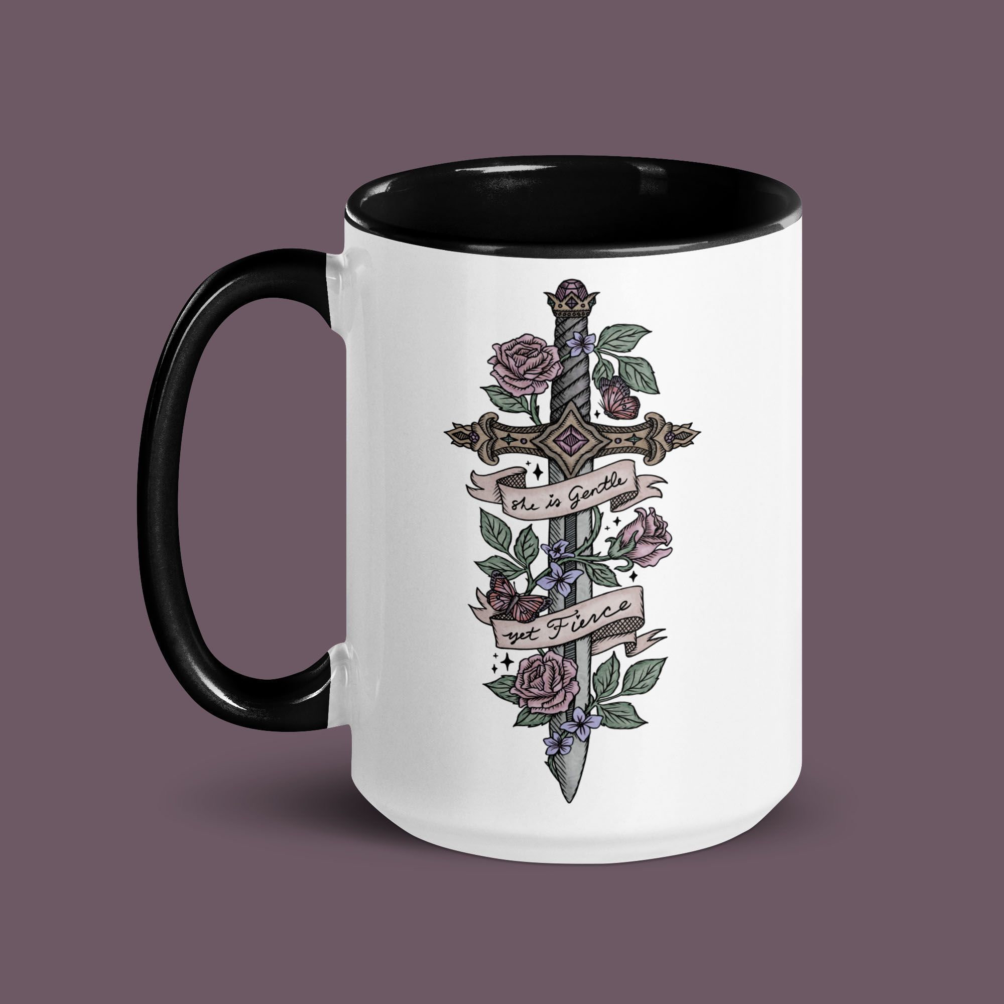 Lady Warrior Sword / She Is Gentle, Yet Fierce | Mug with Color Inside