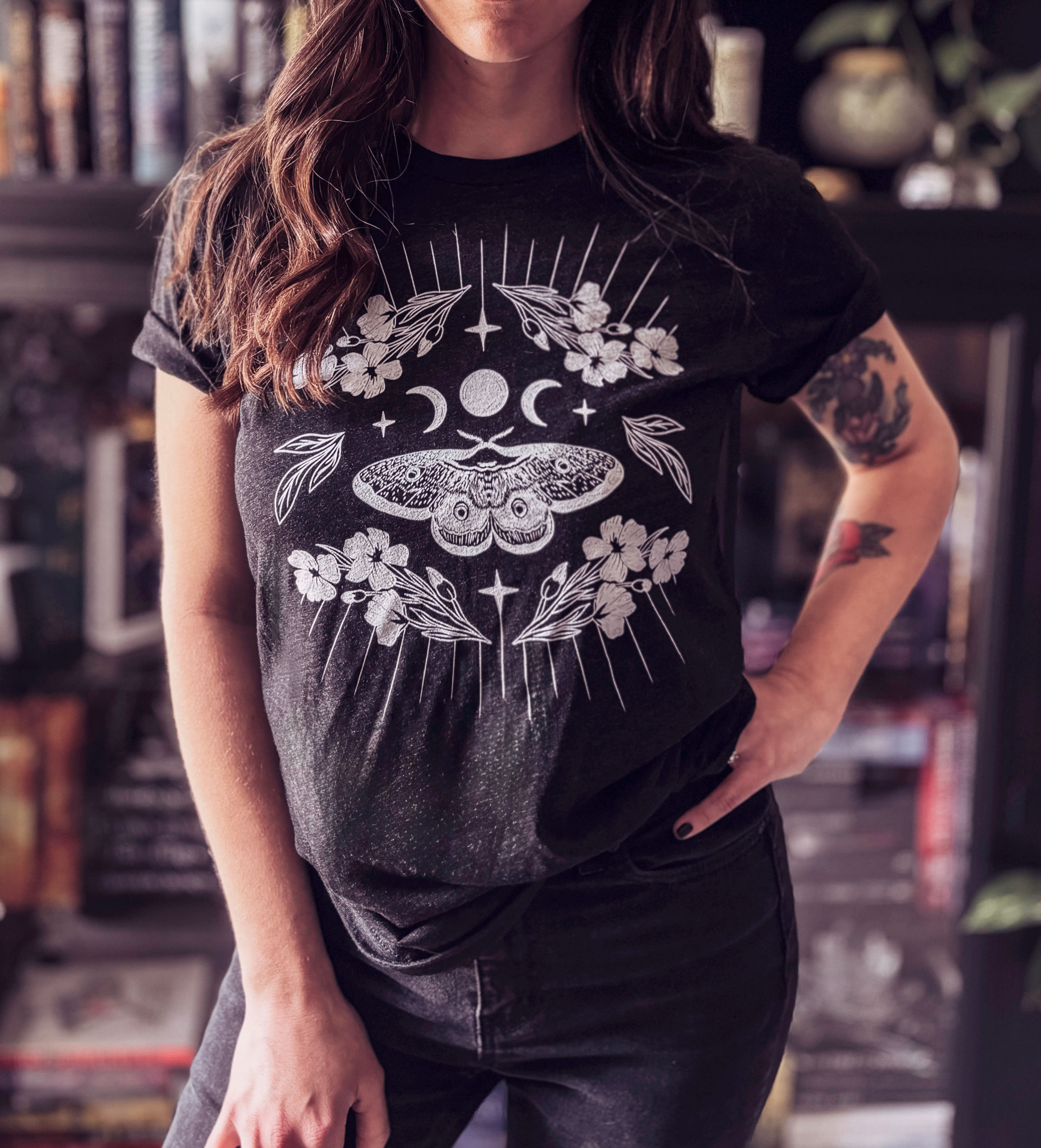 Creature of the Night Mystical Moth | Unisex Lightweight Triblend T-shirt