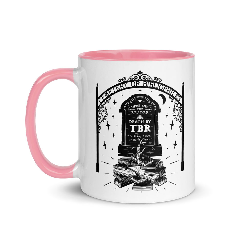 Thumbnail: Death by TBR / Cemetery of Bibliophiles Bookish Mug | Mug with Color Inside