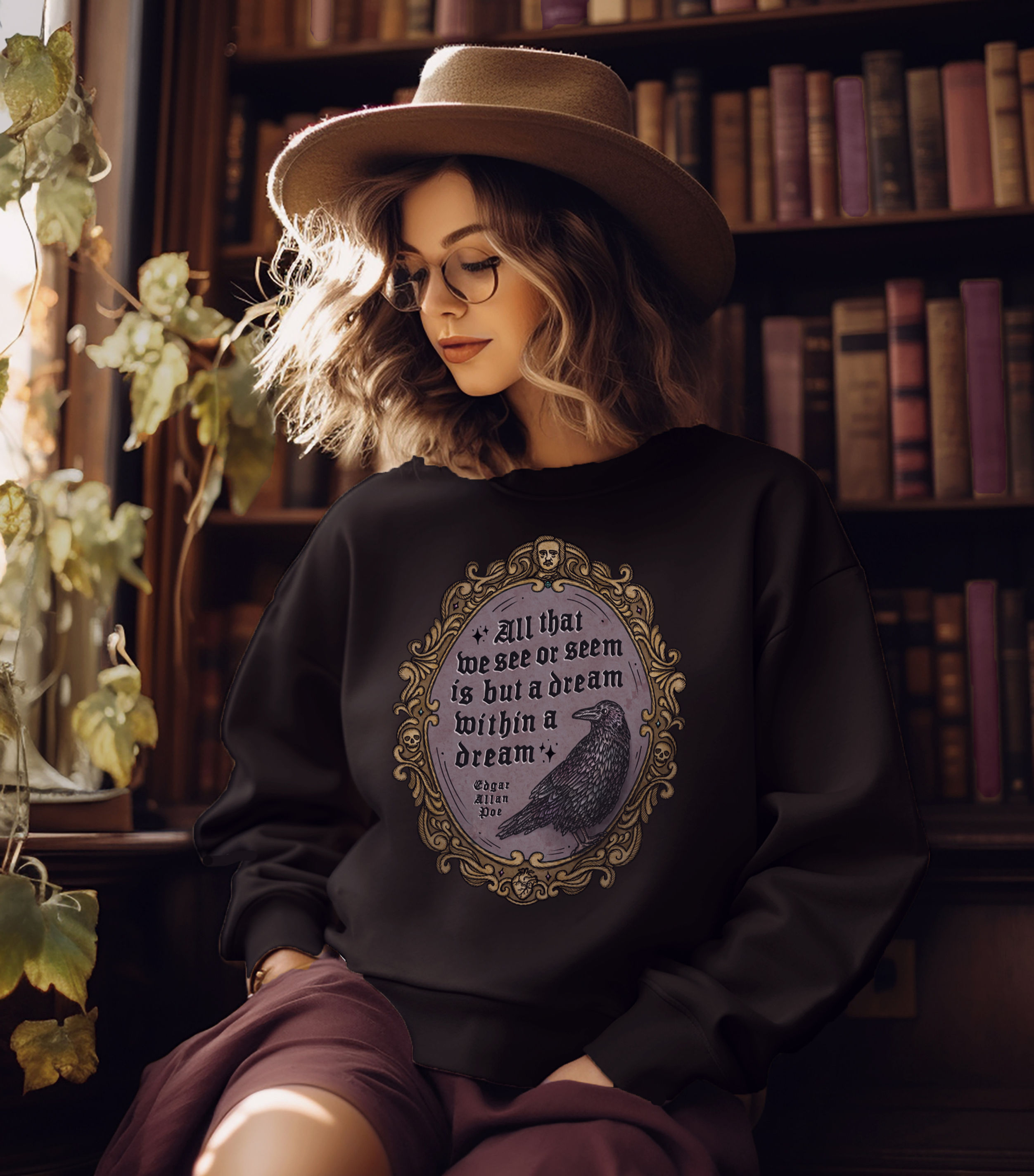 Edgar Allan Poe Frame / Dream Within A Dream | Unisex Crewneck Sweatshirt