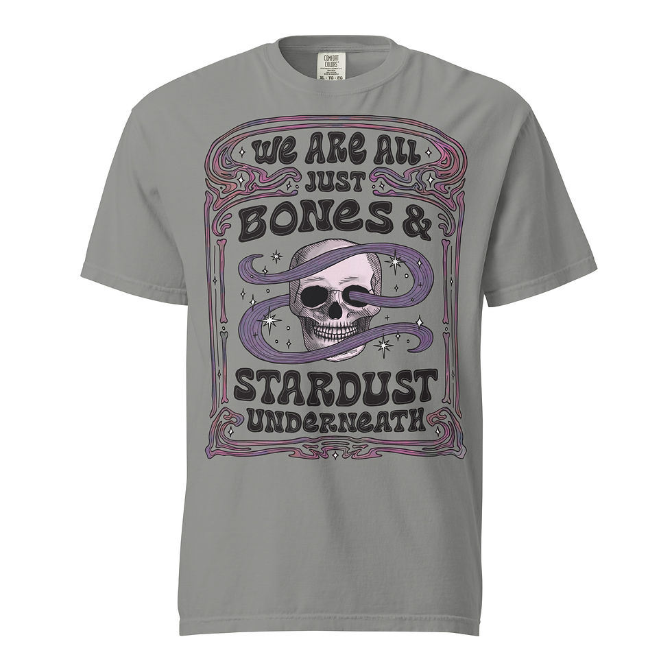 Thumbnail: Bones & Stardust Tee / Cosmically Connected | Unisex Heavyweight T-shirt