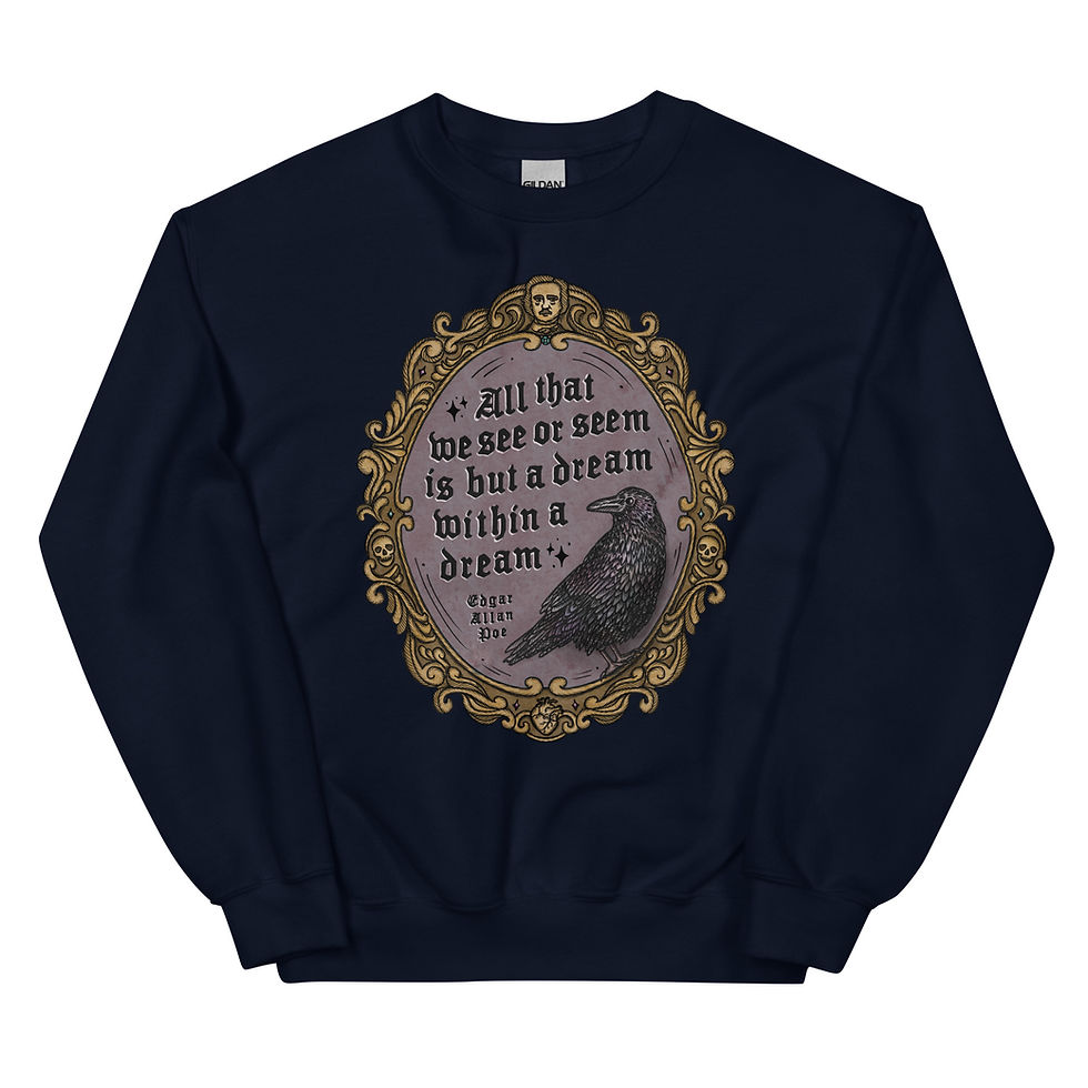 Thumbnail: Edgar Allan Poe Frame / Dream Within A Dream | Unisex Crewneck Sweatshirt