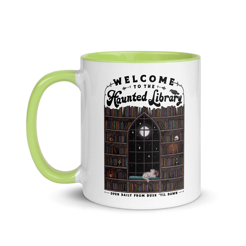 Thumbnail: Welcome to the Moonlit Library // Bookish Mug || Mug with Color Inside