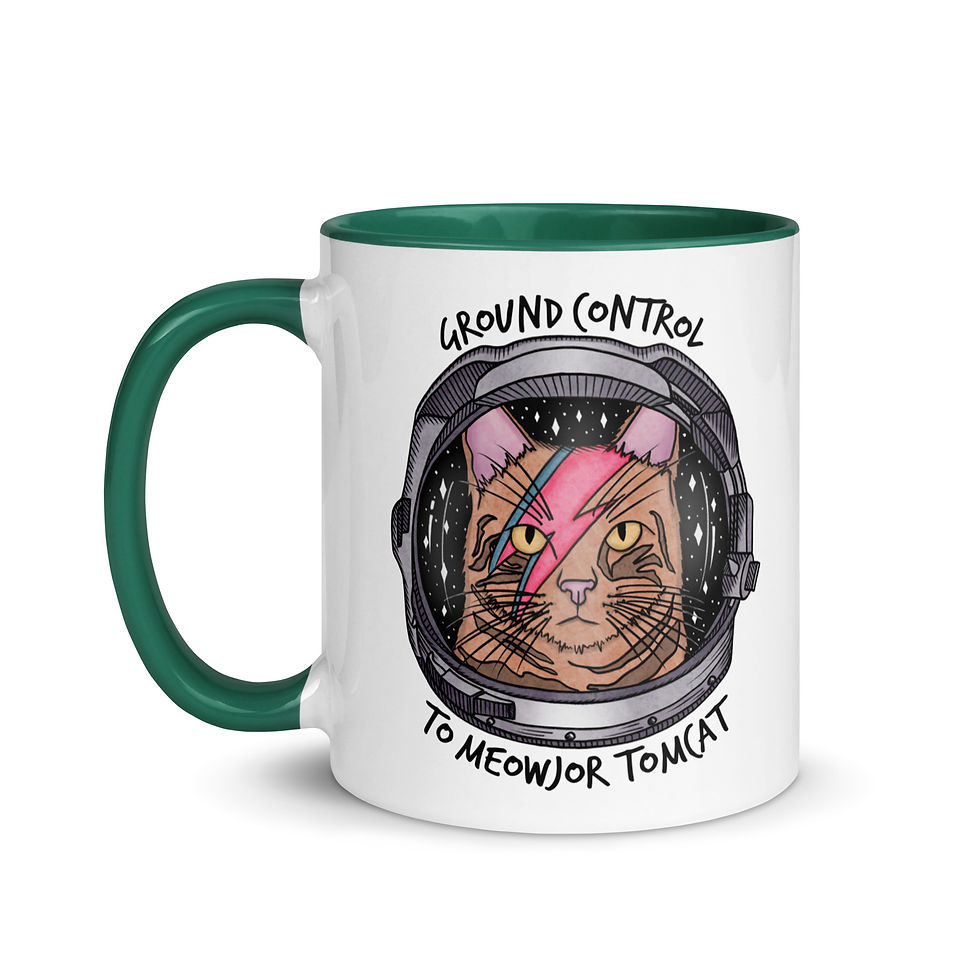 Thumbnail: Ground Control to Meowjor Tomcat / Kitty Stardust | Mug with Color Inside