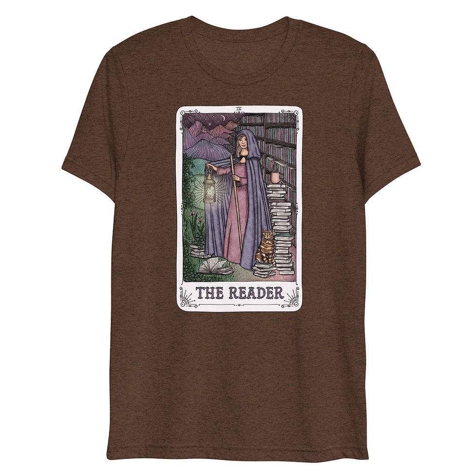 Thumbnail: The Reader / Bookish Fantasy Tarot Card | Lightweight Triblend T-shirt