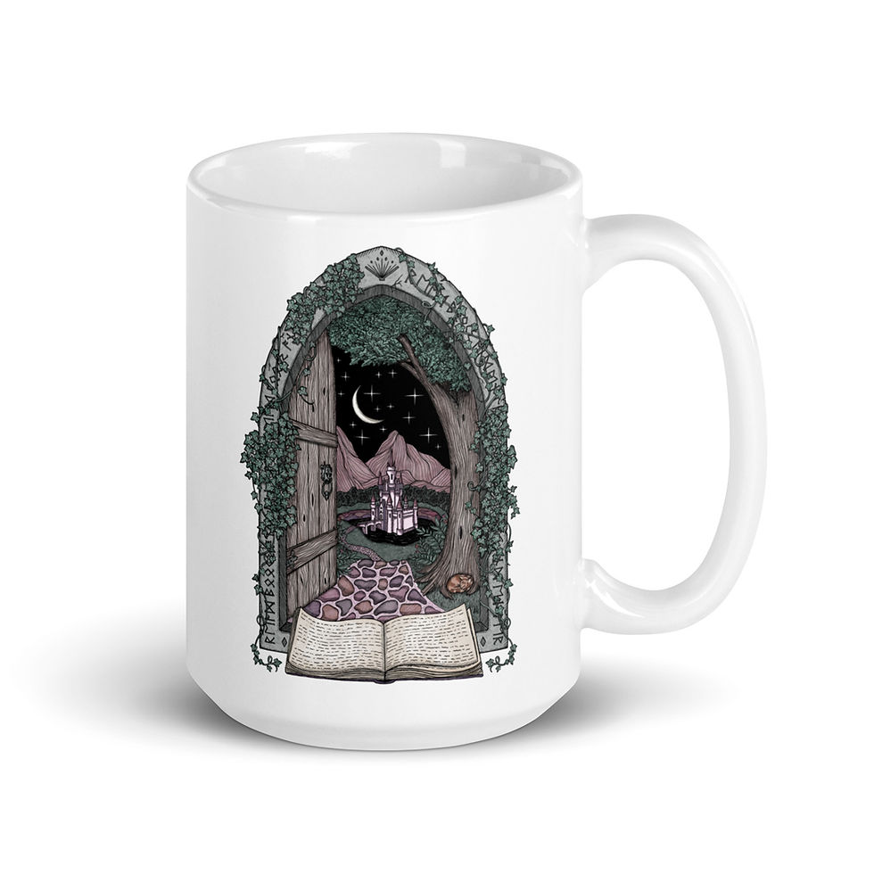 Thumbnail: Fictional Wanderlust // Book Lovers // Fantasy Readers | White Glossy mug