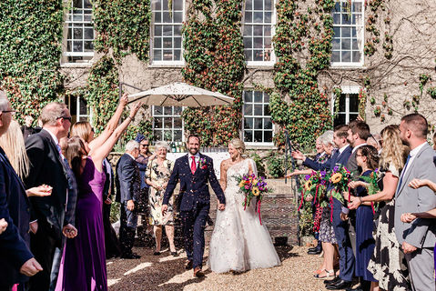 Confetti tunnel at Pennard House wedding