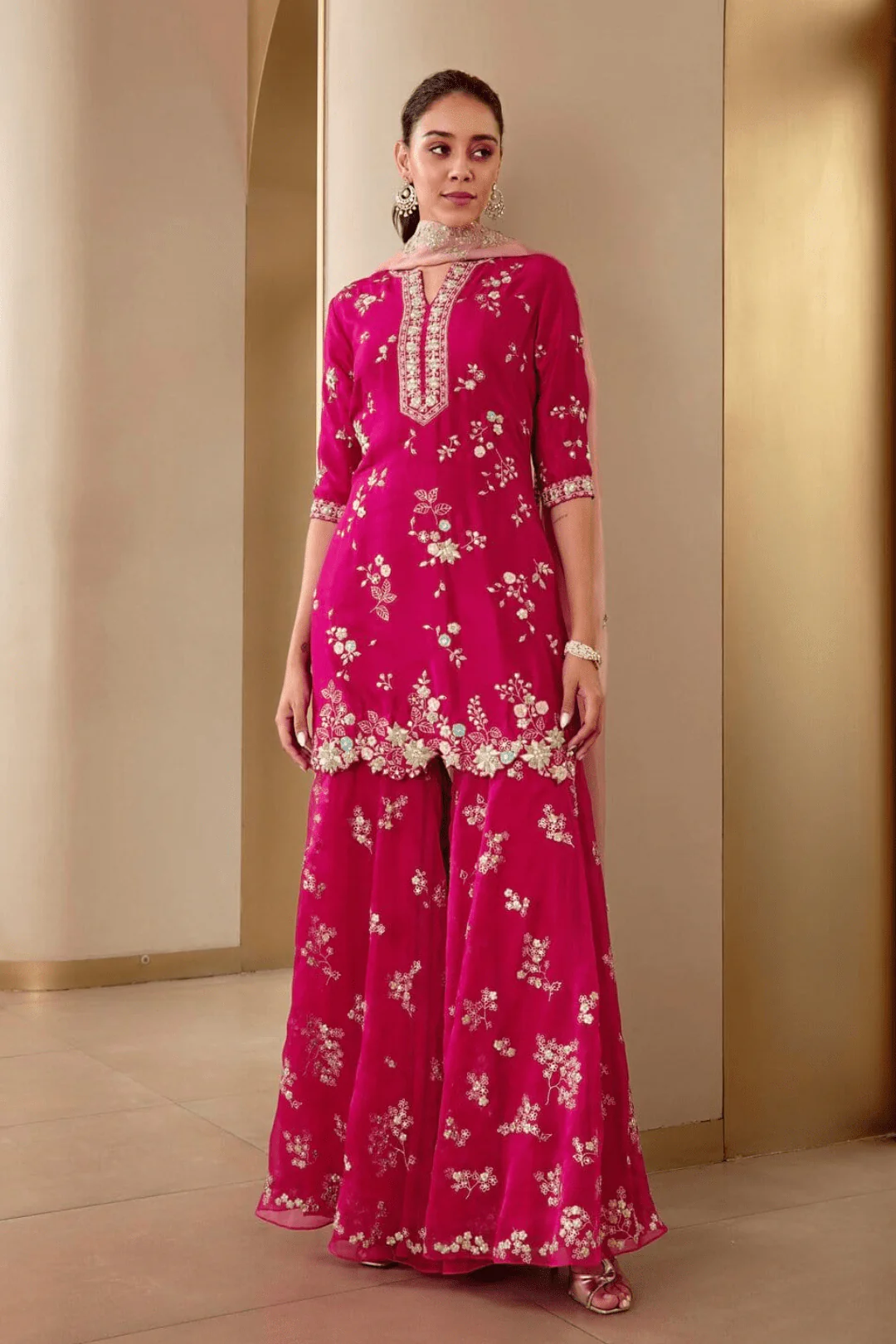 Osaa by Adarsh Scarlet embroidered Sharara
