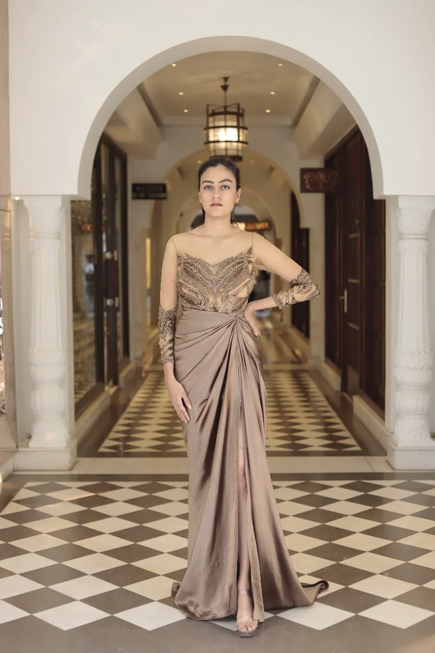 I'm Worth It by Renu Tandon Sheer copper & gold gown