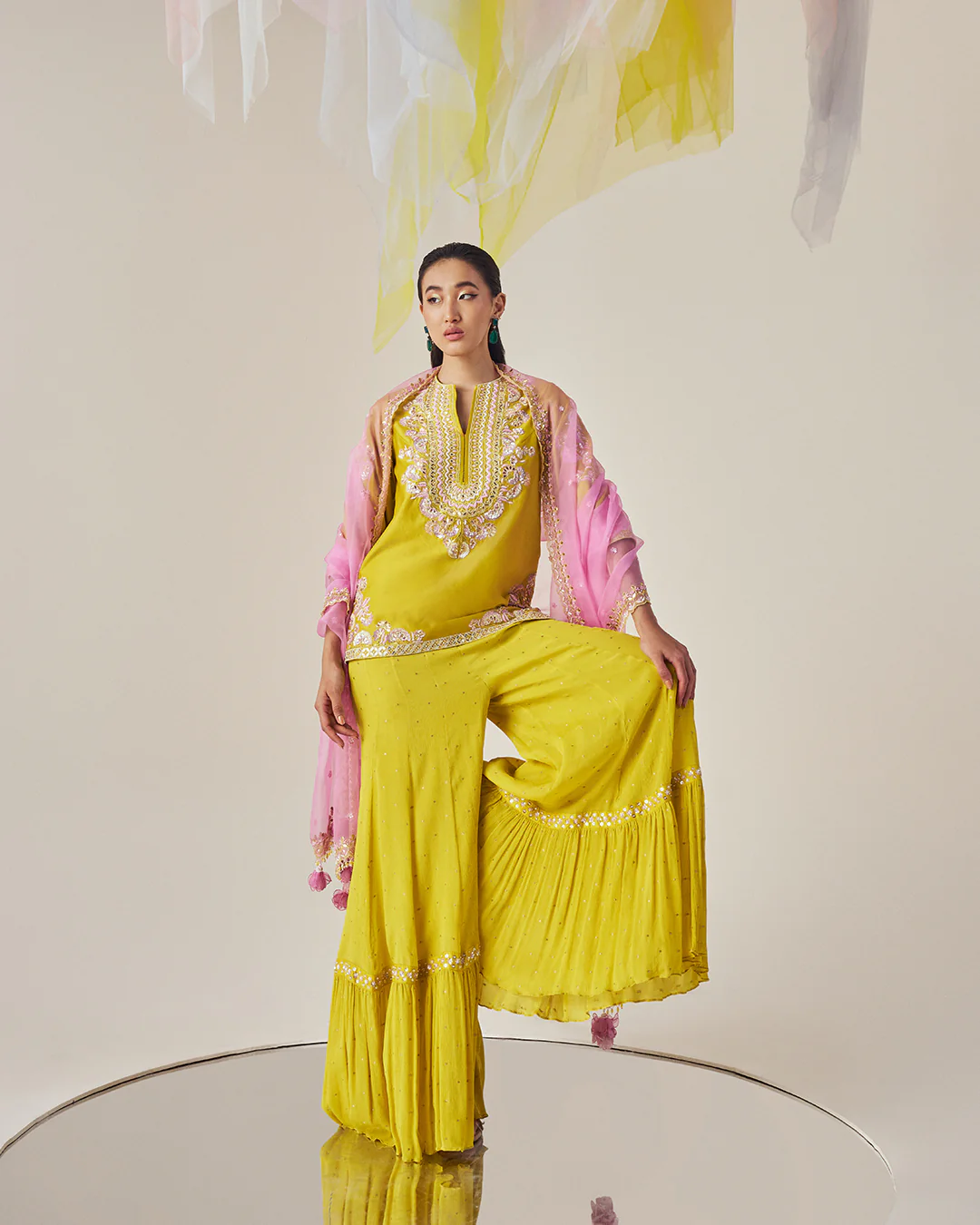 Madzin Beads, sequins, and knots detailing with stunning Sharara