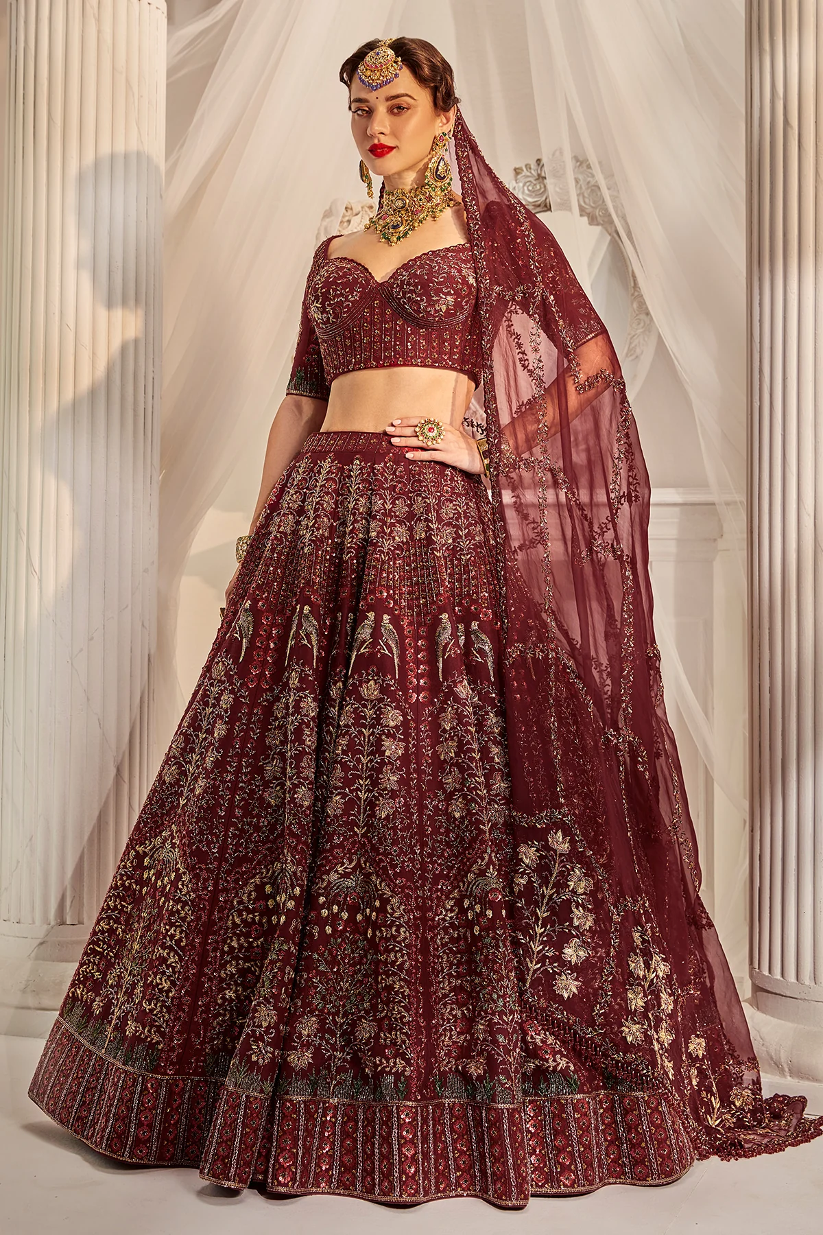 Rachit Khanna Dark wine bridal