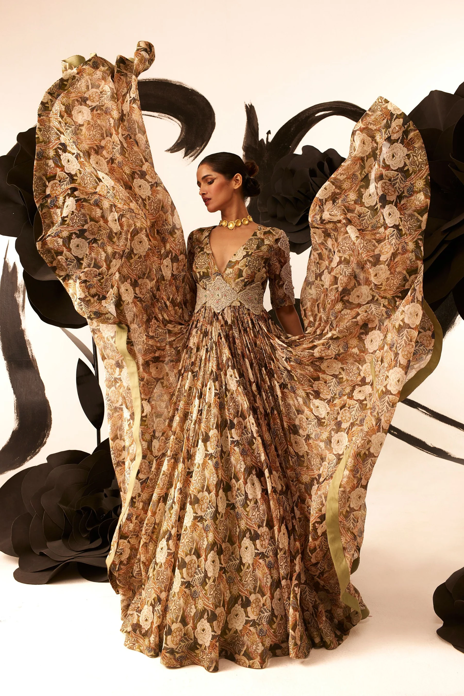 Bhumika Sharma abstract floral belted anarkali