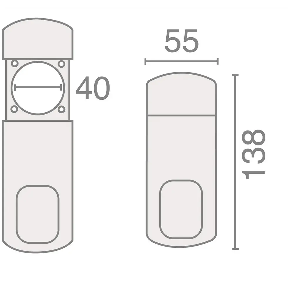 Miniature : Dessin technique du protège-cylindre magnétique petit modèle avec dimensions.