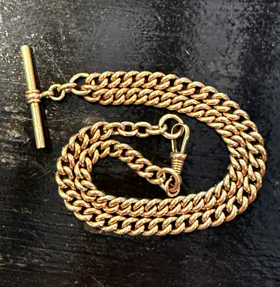 Thumbnail: Antique Albert chain necklace in rolled gold 