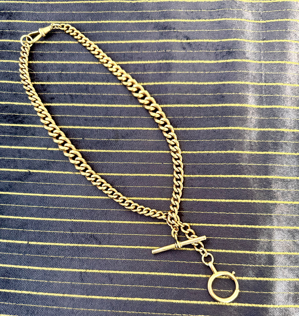 Thumbnail: Edwardian Albert chain with t-bar and oversized bolt clasp