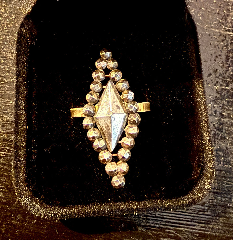 Thumbnail: Gold and cut steel diamond shaped ring 