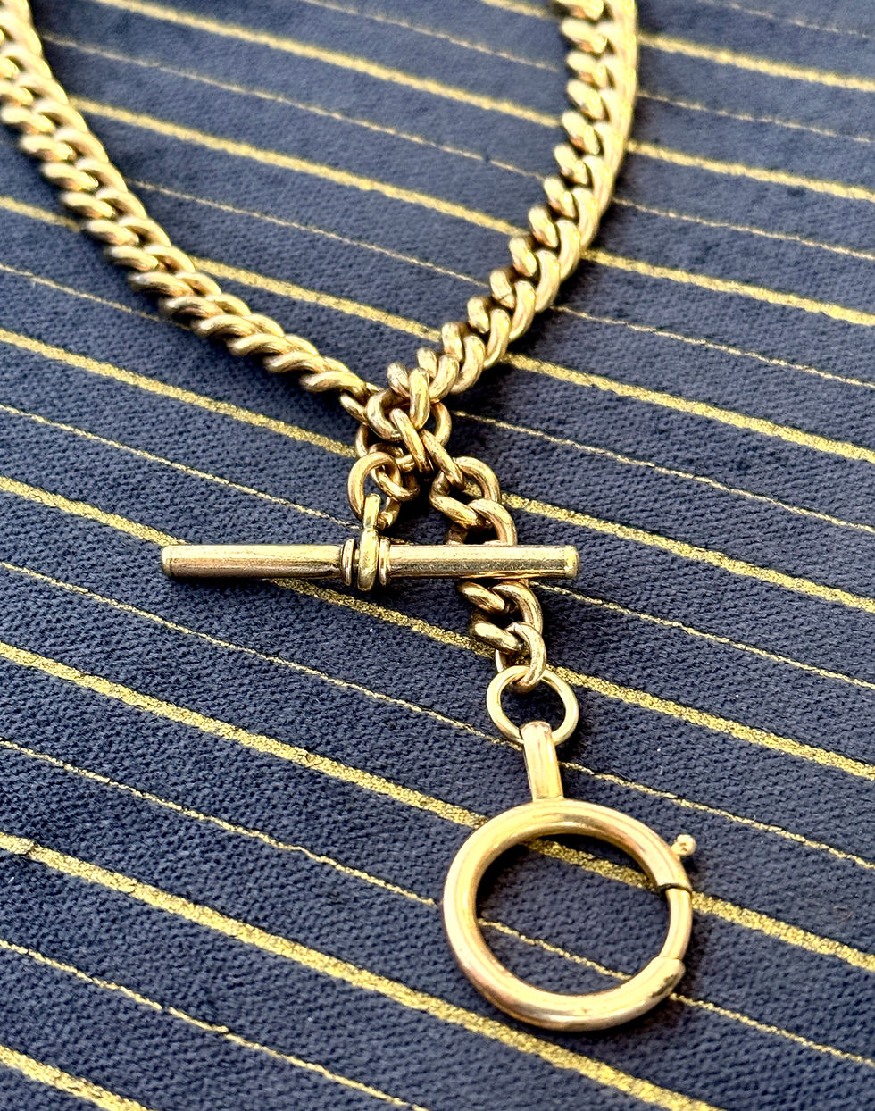 Thumbnail: Edwardian Albert chain with t-bar and oversized bolt clasp