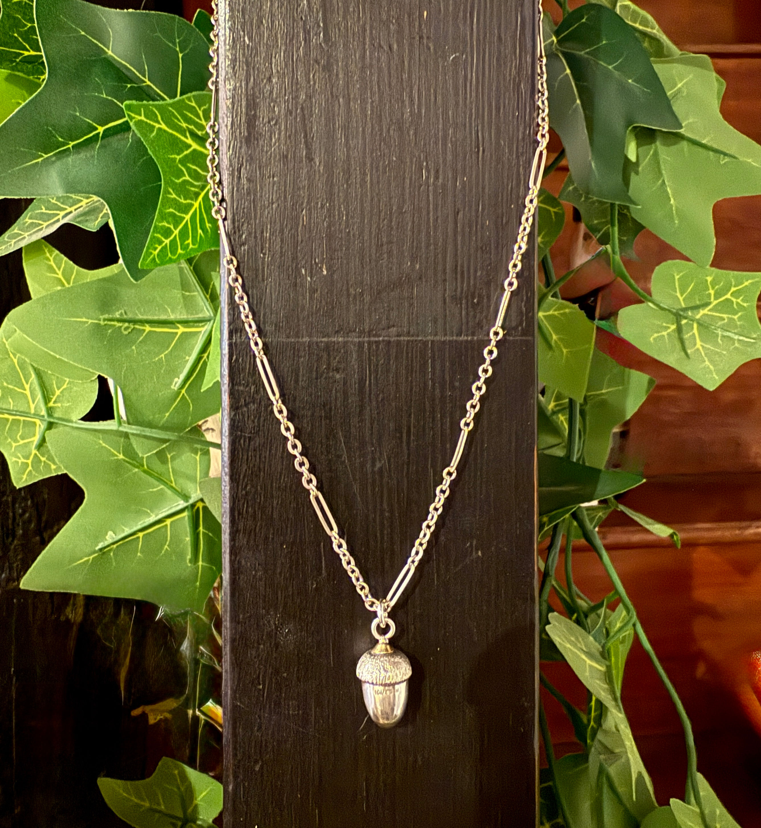 Victorian acorn necklace in sterling silver
