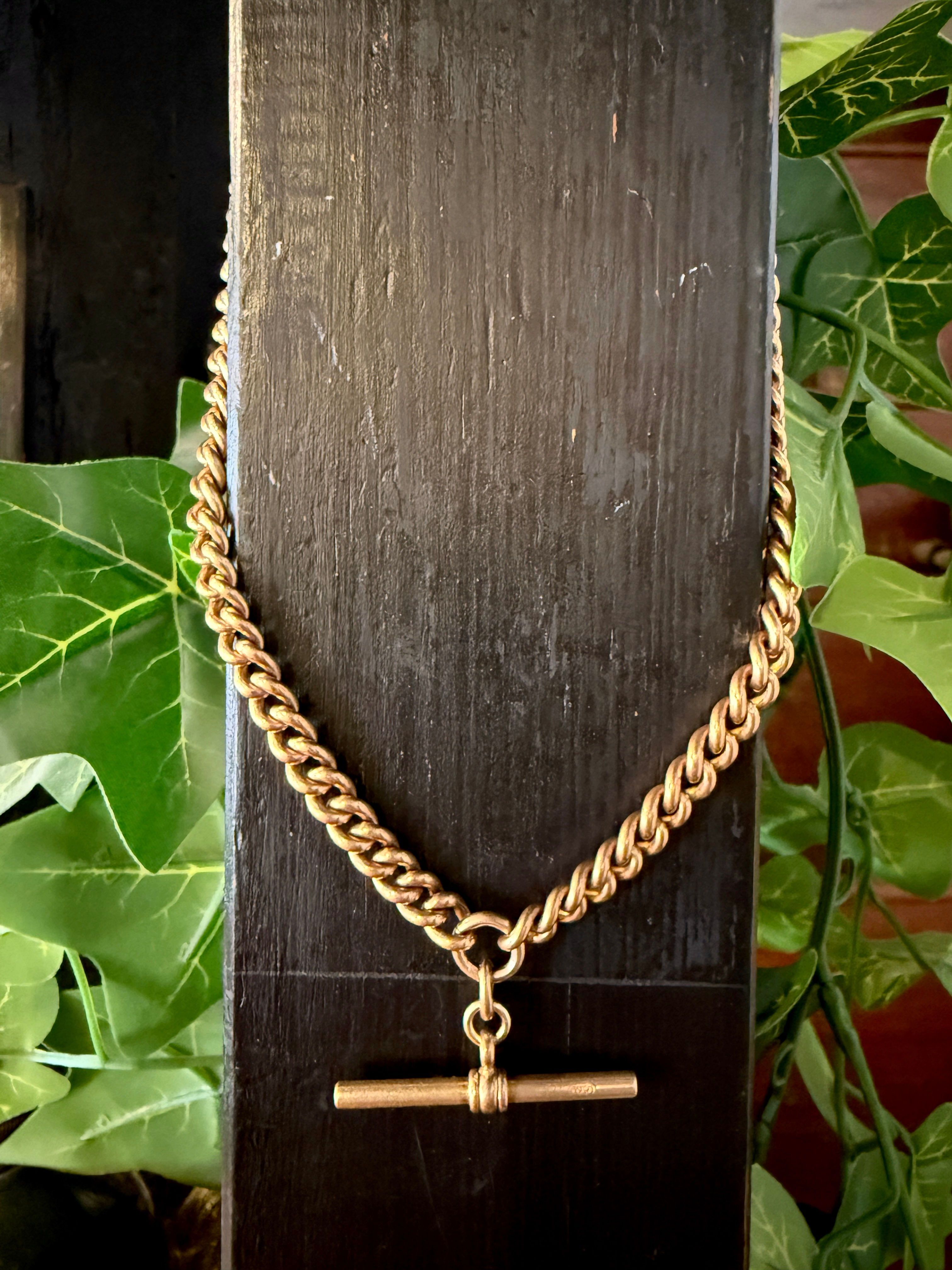 Antique Albert chain necklace in rolled gold