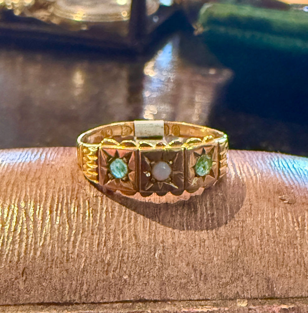 Thumbnail: 15ct gold Victorian Emerald and Opal ring