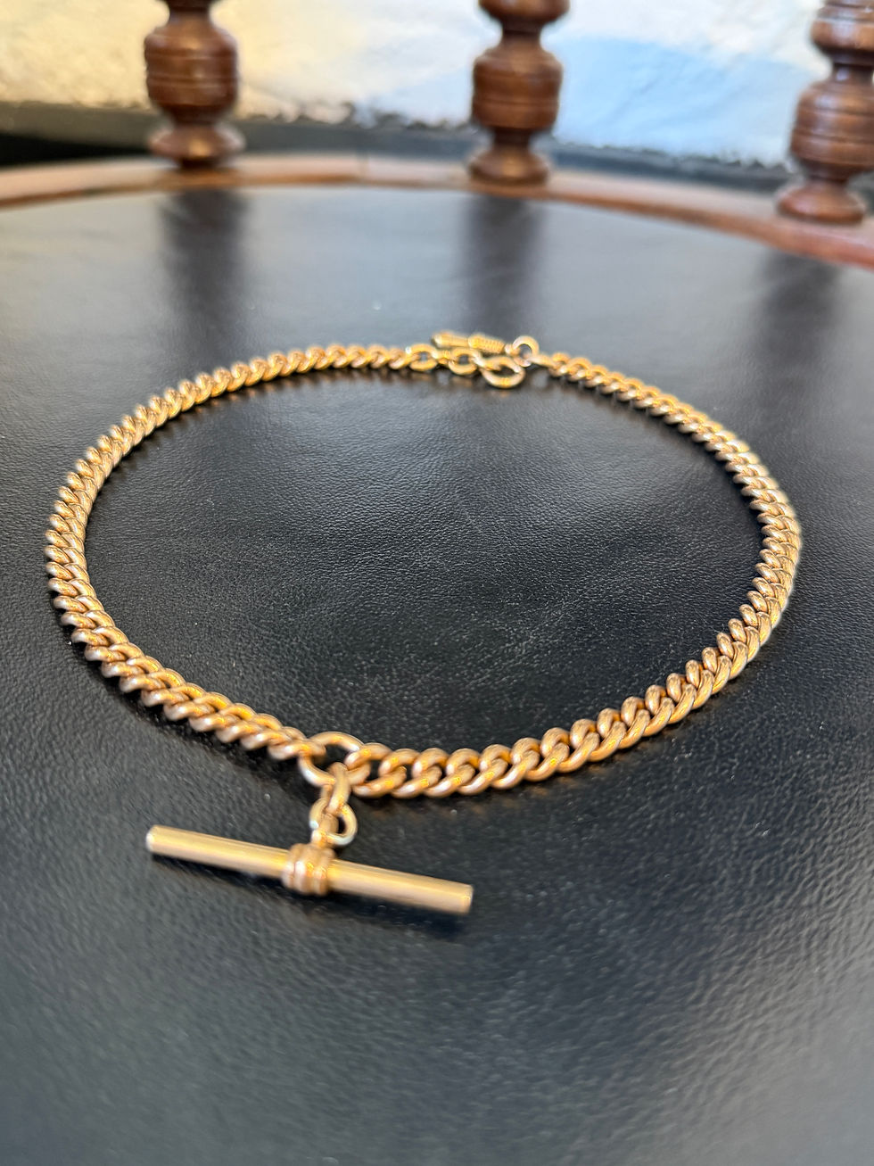 Thumbnail: Antique Albert chain necklace in rolled gold 