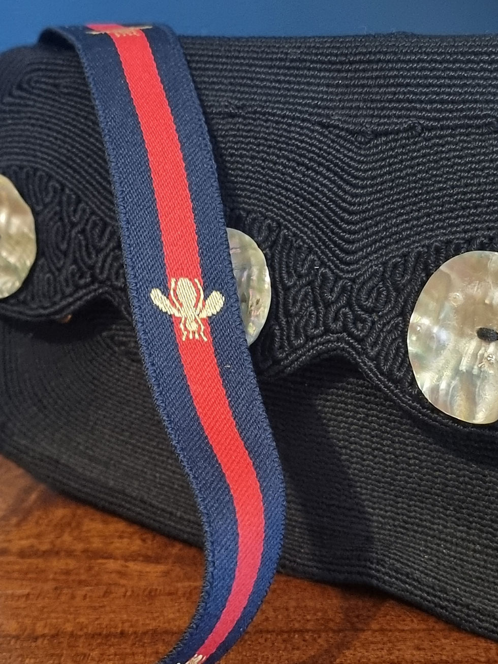 Thumbnail: Mid-century Corde bag with vintage agoya shells