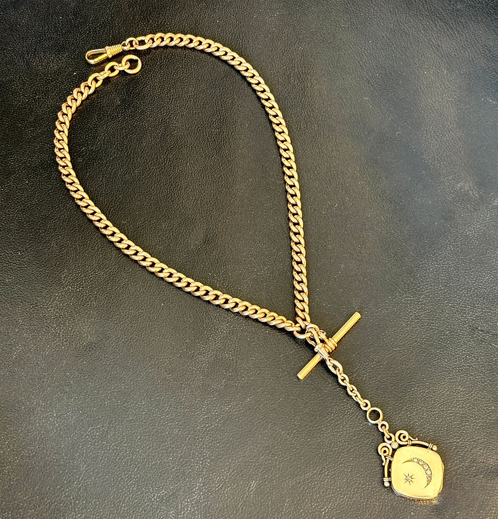 Thumbnail: Antique Albert chain necklace in rolled gold 