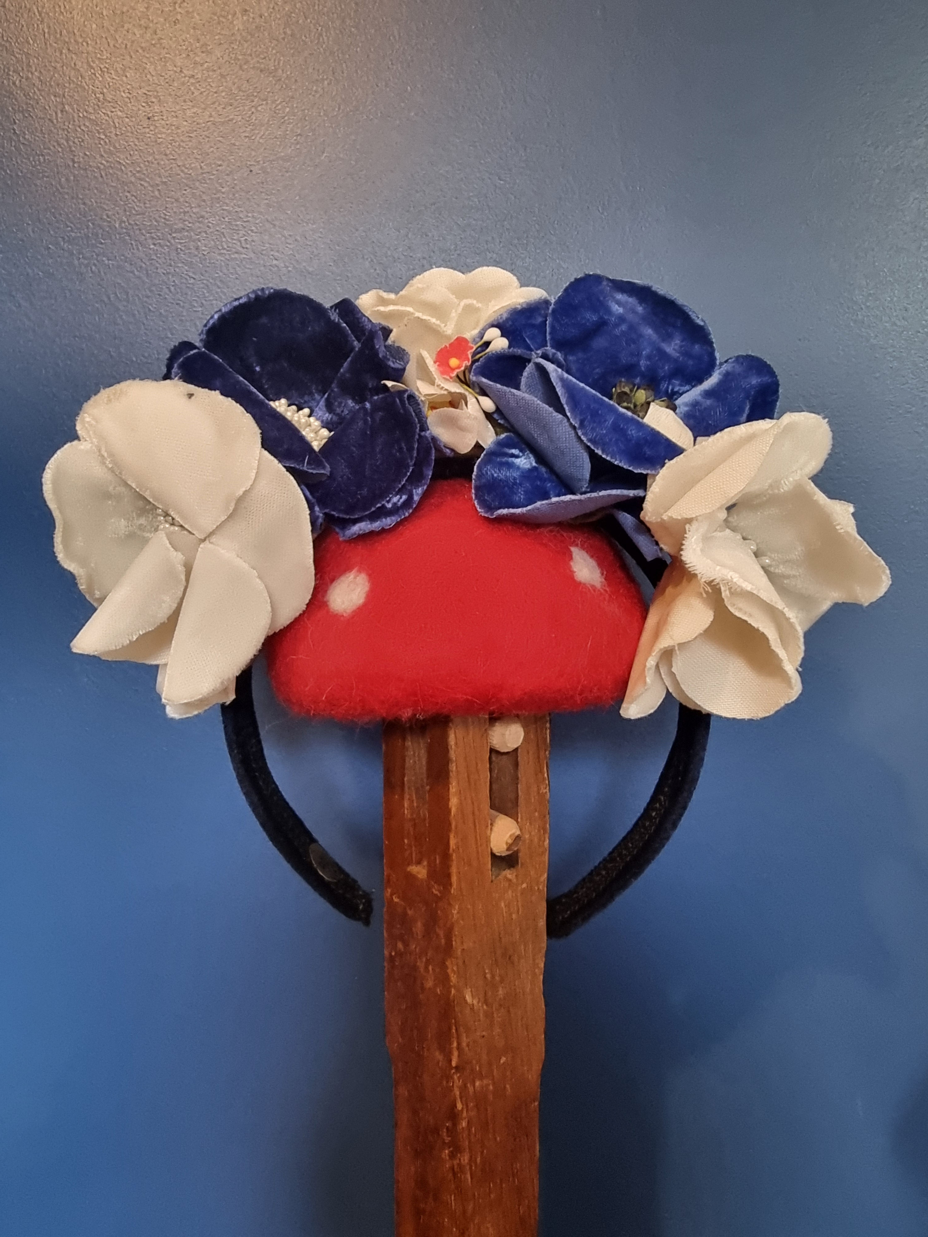 Vintage Blue and White Flower Headband